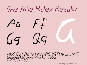 One Fake Rolex Regular Version 1.00 August 25, 2008, initial release Font Sample