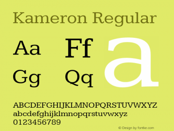 Kameron Regular Version 1.000 Font Sample