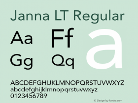 Janna LT Regular Version 1.00; 2007 Font Sample