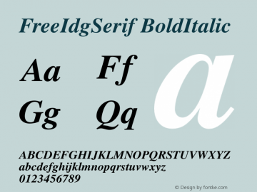 FreeIdgSerif BoldItalic Version $Revision: 1.23 $图片样张