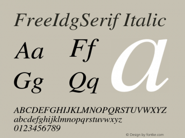 FreeIdgSerif Italic Version $Revision: 1.29 $ Font Sample