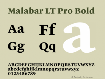 Malabar LT Pro Bold Version 1.00 Font Sample