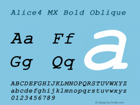 Alice4 MX Bold Oblique Version 001.000图片样张