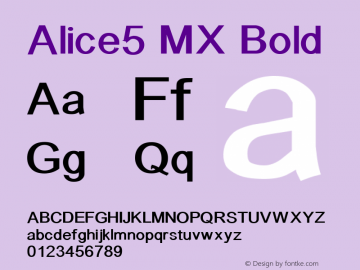 Alice5 MX Bold Version 001.000 Font Sample
