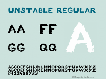 Unstable Regular Version 1.00 February 11, 2014, initial release Font Sample