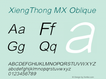 XiengThong MX Oblique Version 1.000 Font Sample