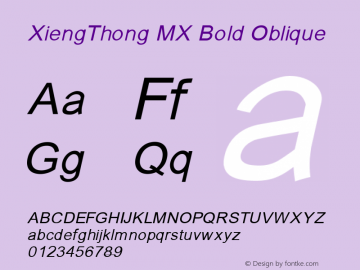 XiengThong MX Bold Oblique Version 1.000 Font Sample