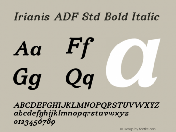 Irianis ADF Std Bold Italic 1.006;FFEdit Font Sample