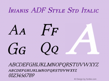 Irianis ADF Style Std Italic 1.006;FFEdit Font Sample