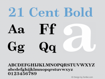 21 Cent Bold 1.1 Font Sample