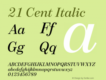 21 Cent Italic 1.1图片样张