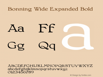 Bonning Wide Expanded Bold Version 1.000 2009 initial release Font Sample