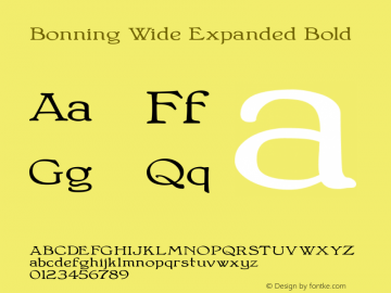 Bonning Wide Expanded Bold Version 1.000 2009 initial release Font Sample