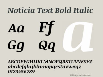 Noticia Text Bold Italic Version 1.001图片样张