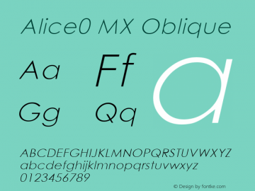 Alice0 MX Oblique Version 1.000 2001 initial release图片样张