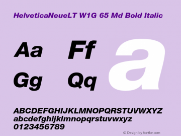 HelveticaNeueLT W1G 65 Md Bold Italic Version 1.100;PS 001.001;hotconv 1.0.38 Font Sample