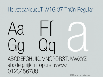 HelveticaNeueLT W1G 37 ThCn Regular Version 1.100;PS 001.001;hotconv 1.0.38 Font Sample