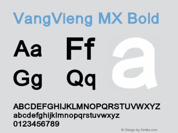 VangVieng MX Bold Version 1.000 Font Sample