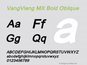 VangVieng MX Bold Oblique Version 1.000 Font Sample