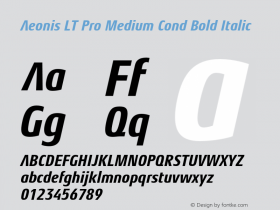 Aeonis LT Pro Medium Cond Bold Italic Version 1.000;PS 001.000;hotconv 1.0.38 Font Sample