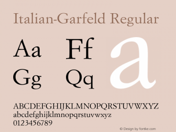 Italian-Garfeld Regular Version 1.00 April 19, 2006, initial release Font Sample