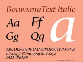 BouwsmaText Italic Version 1.001 Font Sample