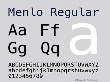 Menlo Regular 6.1d5e14 Font Sample