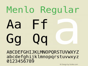 Menlo Regular 6.1d8e1 Font Sample