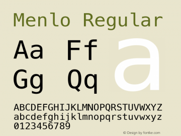 Menlo Regular 6.1d8e1 Font Sample