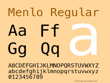 Menlo Regular 8.0d2e1 Font Sample