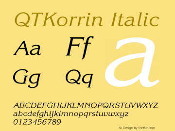 QTKorrin Italic Version 001.000 Font Sample