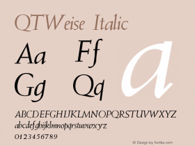 QTWeise Italic Version 001.000 Font Sample