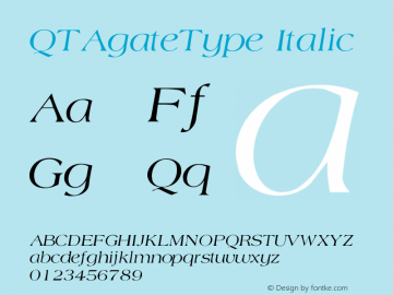 QTAgateType Italic Version 001.000 Font Sample