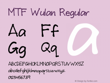 MTF Wulan Regular Version 1.00 December 31, 2008, initial release图片样张