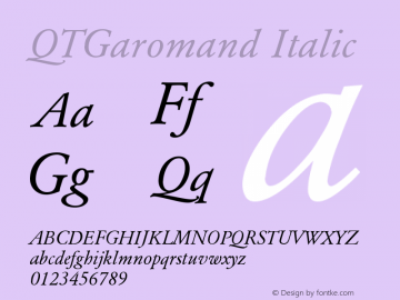 QTGaromand Italic Version 001.000图片样张