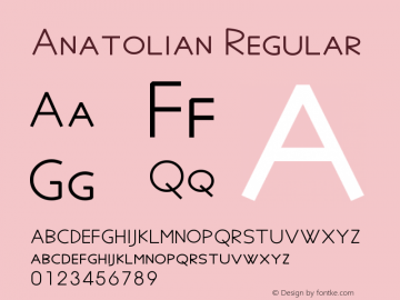 Anatolian Regular Version 5.01 Font Sample