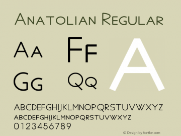 Anatolian Regular Version 5.02 Font Sample