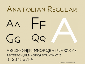 Anatolian Regular Version 5.02 Font Sample