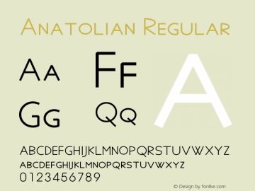 Anatolian Regular Version 5.02 Font Sample