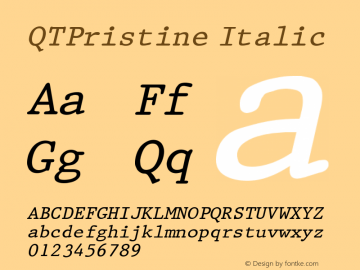 QTPristine Italic Version 001.000 Font Sample