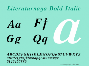 Literaturnaya Bold Italic 001.001 Font Sample