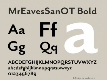 MrEavesSanOT Bold Version 1.000;PS 001.000;hotconv 1.0.57;makeotf.lib2.0.21895图片样张