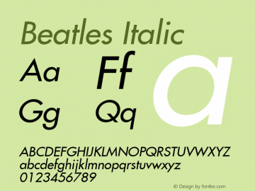 Beatles Italic 1.0 Mon Jan 04 17:13:26 1993图片样张