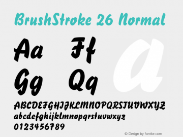 BrushStroke 26 Normal 1.0/1995: 2.0/2001 Font Sample