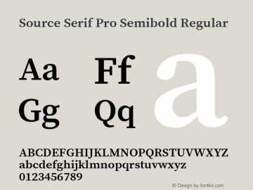 Source Serif Pro Semibold Regular Version 1.017;PS Version 1.0;hotconv 1.0.79;makeotf.lib2.5.61930 Font Sample