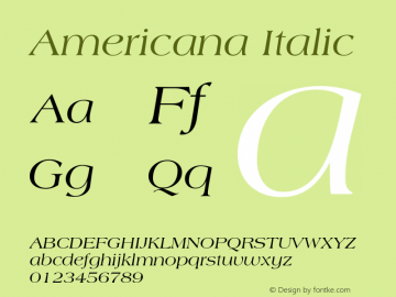 Americana Italic 001.000 Font Sample