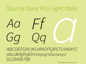 Source Sans Pro Light Italic Version 1.038;PS Version 1.000;hotconv 1.0.70;makeotf.lib2.5.5900图片样张