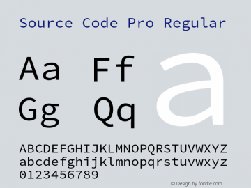 Source Code Pro Regular Version 1.009;PS 1.000;hotconv 1.0.70;makeotf.lib2.5.5900 Font Sample