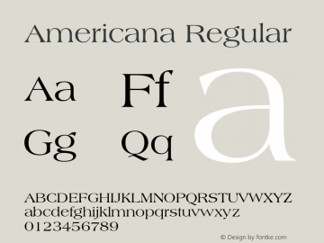 Americana Regular 2.0-1.0 Font Sample