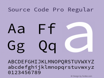 Source Code Pro Regular Version 1.010;PS Version 1.000;hotconv 1.0.70;makeotf.lib2.5.5900 Font Sample